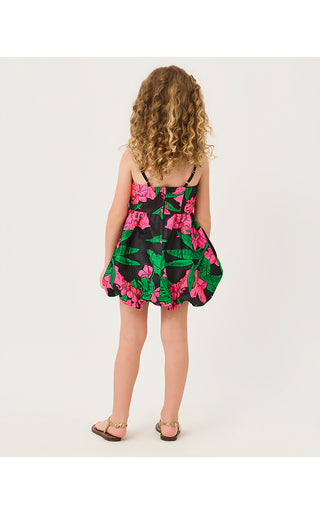 Girls Mini Bowman Dress - Noir Jungle Bouquet Jacquard
