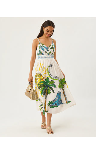 Wendley Midi Dress - Coconut Oversized Key West Toile Engineered