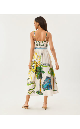 Wendley Midi Dress - Coconut Oversized Key West Toile Engineered