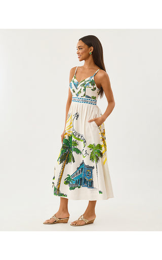 Wendley Midi Dress - Coconut Oversized Key West Toile Engineered