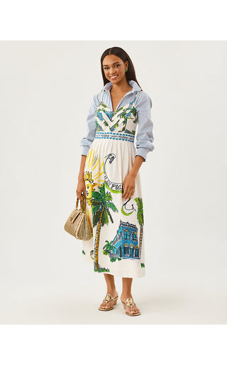 Wendley Midi Dress - Coconut Oversized Key West Toile Engineered