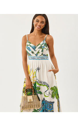 Wendley Midi Dress - Coconut Oversized Key West Toile Engineered