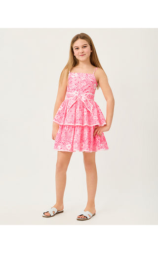 Girl's Ambie Ruffle Dress - Conch Shell Pink Burst Of Joy | Lilly x Janie & Jack