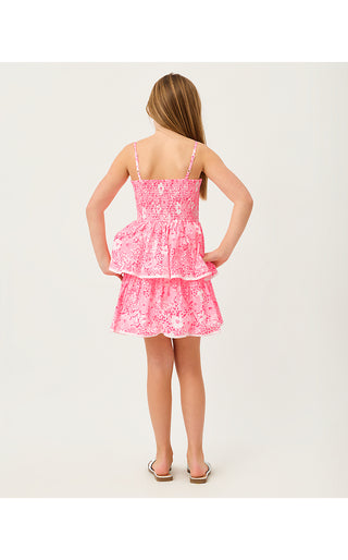 Girl's Ambie Ruffle Dress - Conch Shell Pink Burst Of Joy | Lilly x Janie & Jack