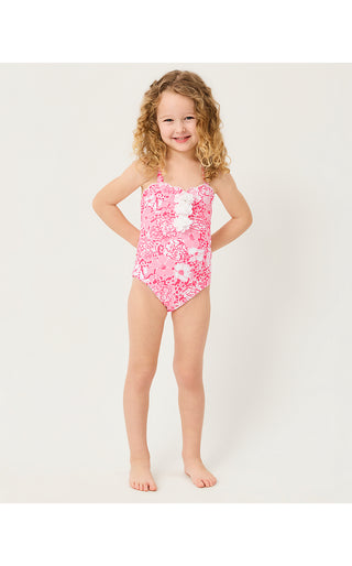 Girl's Maddie Flower Swimsuit - Conch Shell Pink Burst Of Joy | Lilly x Janie & Jack