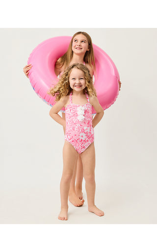 Girl's Maddie Flower Swimsuit - Conch Shell Pink Burst Of Joy | Lilly x Janie & Jack
