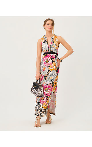 Saybine Stretch Maxi Shift Dress - Iced Latte Peony Perfection Engineered