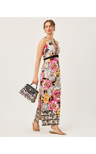 Saybine Stretch Maxi Shift Dress - Iced Latte Peony Perfection Engineered