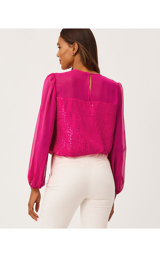 Gail Silk Top - Berry Bouquet Fish Clip Chiffon