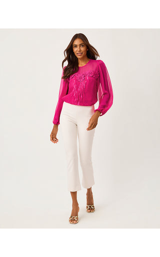 Gail Silk Top - Berry Bouquet Fish Clip Chiffon