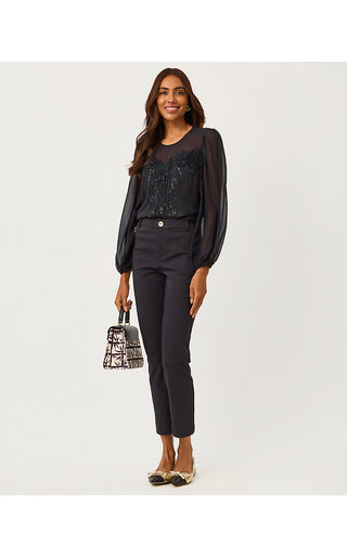 Gail Silk Top - Noir Fish Clip Chiffon