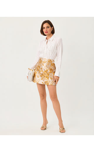 Sarissa Mini Skirt - Begonia Gold In Full Bloom Metallic Brocade