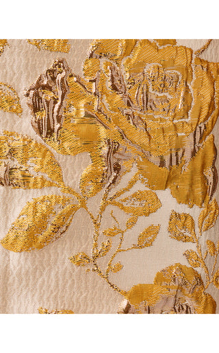 Sarissa Mini Skirt - Begonia Gold In Full Bloom Metallic Brocade