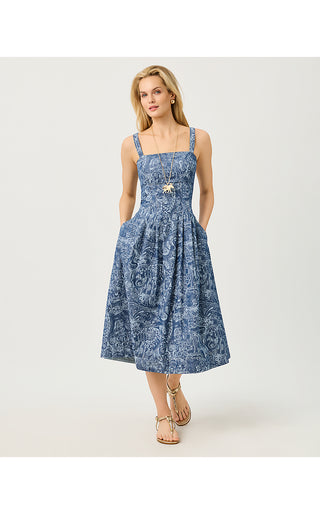 Calloway Midi Dress - Indigo All Day Chambray Paisley Parade Pigment