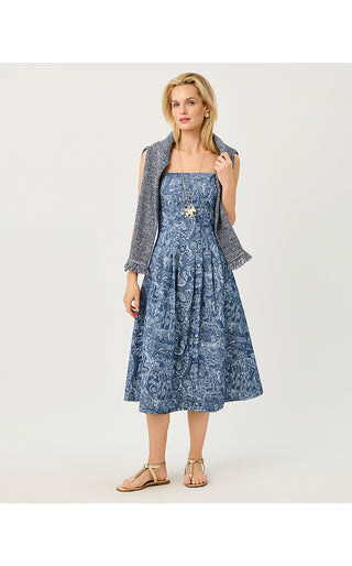 Calloway Midi Dress - Indigo All Day Chambray Paisley Parade Pigment