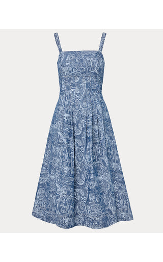 Calloway Midi Dress - Indigo All Day Chambray Paisley Parade Pigment