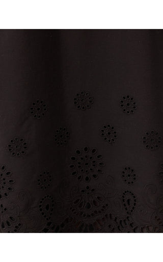 Mialeigh Elbow Sleeve Dress - Noir Scalloped Eyelet Border Poplin