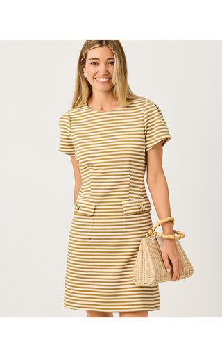 Fallon Dress - Gold Metallic Ottoman Stripe