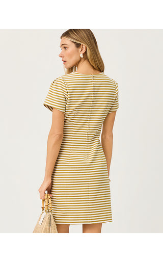 Fallon Dress - Gold Metallic Ottoman Stripe