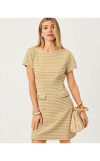 Fallon Dress - Gold Metallic Ottoman Stripe