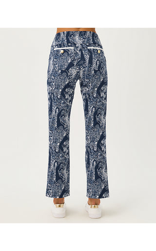 UPF 50+ Luxletic Corso Kick Flare Pant - Low Tide Navy Lil Palm Prowl