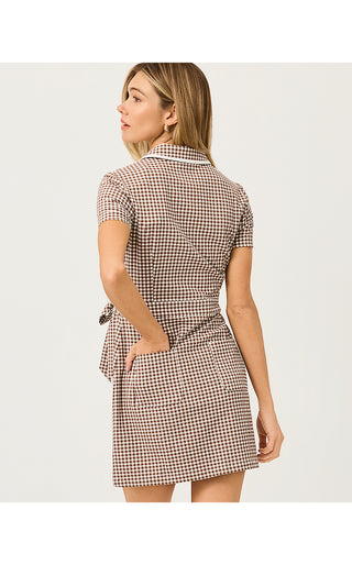 UPF 50+ Luxletic Kathy Short Sleeve Tie Dress - Coco Beach Mini Performance Gingham