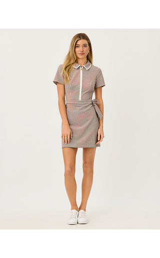UPF 50+ Luxletic Kathy Short Sleeve Tie Dress - Coco Beach Mini Performance Gingham