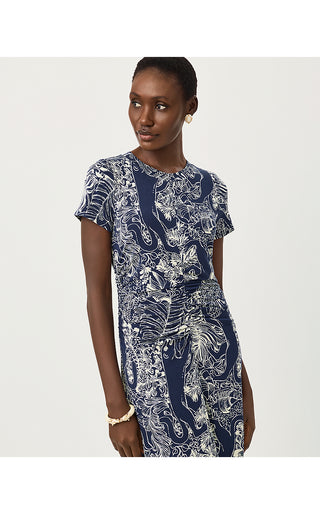 Upf 50+ Alma Midi Dress - Low Tide Navy Palm Prowl