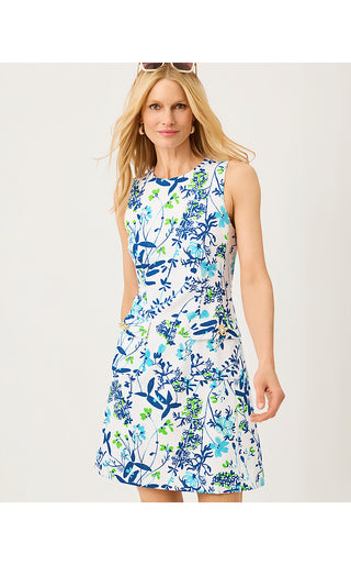 Fallon Sleeveless Dress - Resort White Sea Blooms