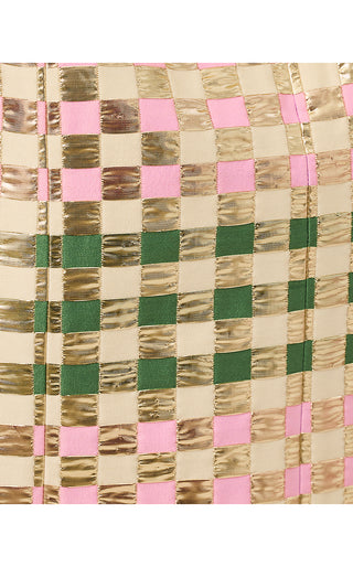 Carty Jacquard Shift Dress - Oregano Golden Gingham Jacquard