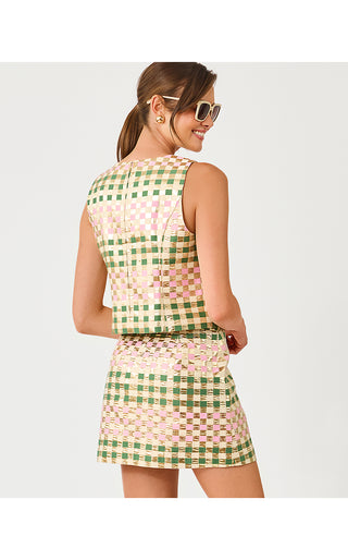 Paloma Sleeveless Top - Oregano Golden Gingham Jacquard