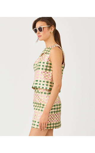 Paloma Sleeveless Top - Oregano Golden Gingham Jacquard