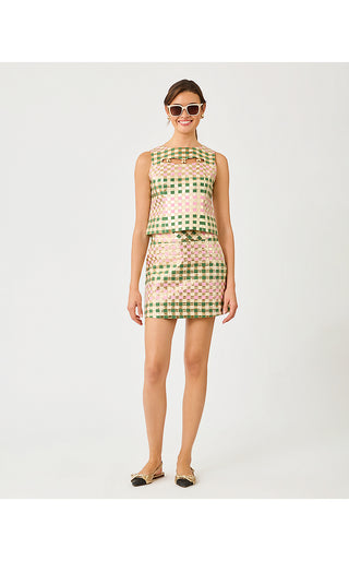 Paloma Sleeveless Top - Oregano Golden Gingham Jacquard