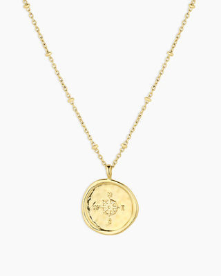 Compass Coin Necklace - Gold