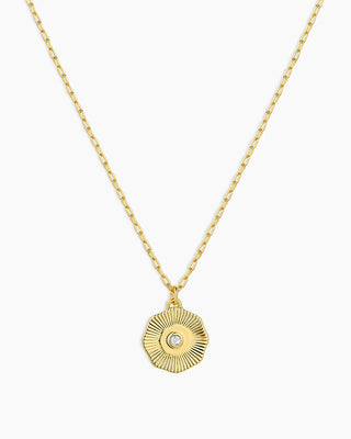 Birthstone Coin Necklace - Gold/White Topaz