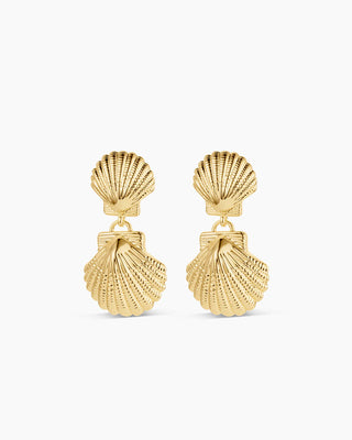 Shell Drop Earrings - Gold