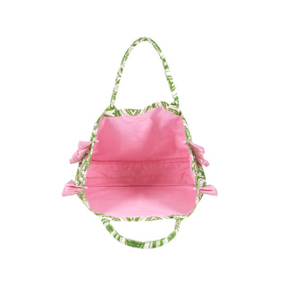 Ruffle Tote - Textured Palm Stripe