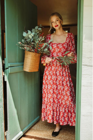 Natalie Dress - Ribbon Bouquet Red