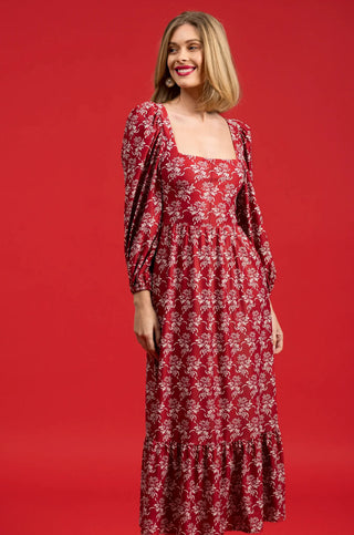 Natalie Dress - Ribbon Bouquet Red