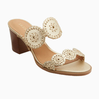 Lauren Leather Block Mid Heel - Platinum