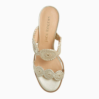 Lauren Leather Block Mid Heel - Platinum