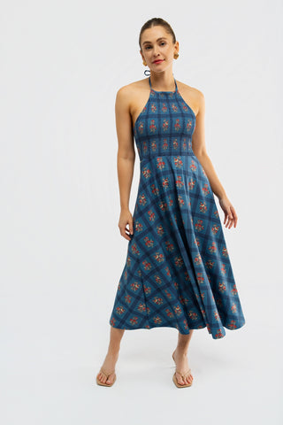 Florenza Dress - Camellia Plaid Porcelain