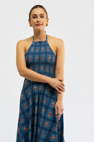 Florenza Dress - Camellia Plaid Porcelain