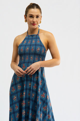 Florenza Dress - Camellia Plaid Porcelain