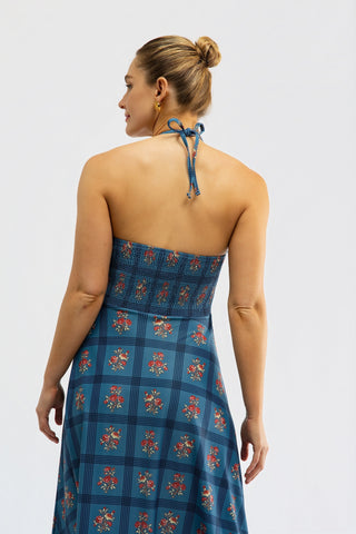 Florenza Dress - Camellia Plaid Porcelain
