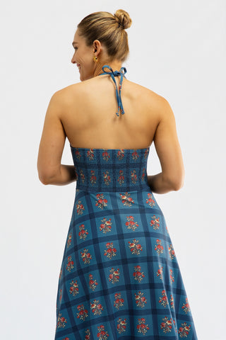 Florenza Dress - Camellia Plaid Porcelain