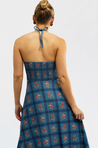 Florenza Dress - Camellia Plaid Porcelain