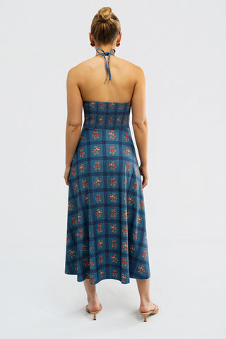 Florenza Dress - Camellia Plaid Porcelain