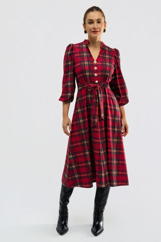 Vivian Dress - Cabernet Plaid