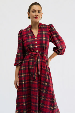 Vivian Dress - Cabernet Plaid